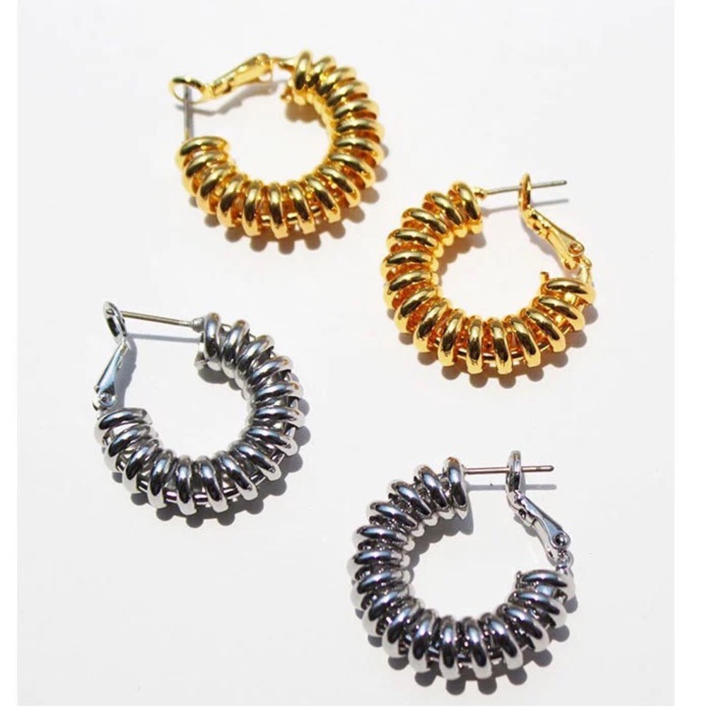 Coil spring earrings, spiral earrings, spiral hoop earrings, coil hoop earrings
